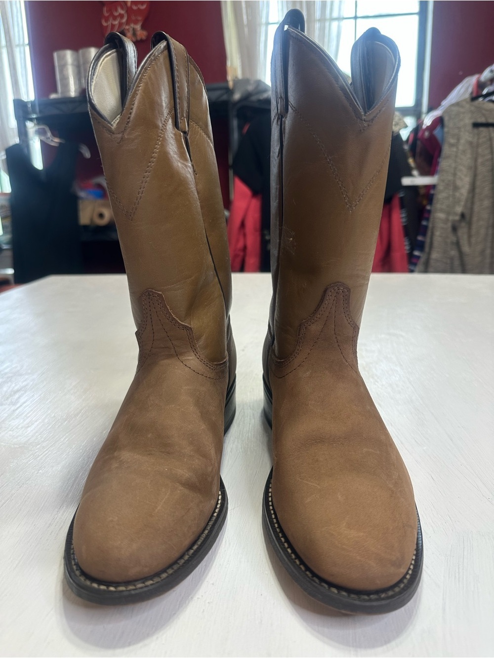 Vintage Laredo USA Leather Roper Cowboy Boots Womens 7.5M Brown Style 6923 - Picture 3 of 12